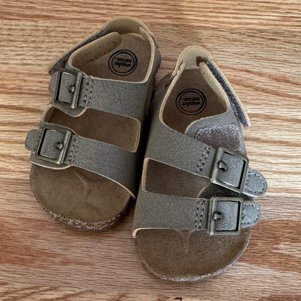 Wonder Nation Tan Double-Buckle Kids Sandals